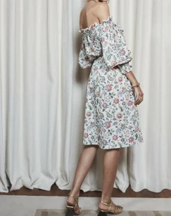 Robe épaules dénudées imprimé liberty multicolore-Maison Père Discount