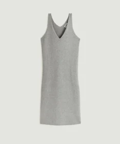 Robe Paulette col V côtelée gris moyen-Rodier Best