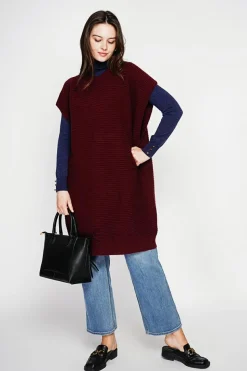 Robe poncho col rond bordeaux-C&Jo Best