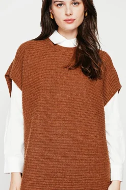 Robe poncho col rond marron-C&Jo Sale
