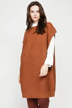 Robe poncho col rond marron-C&Jo Sale
