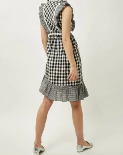 Robe Prairie volantée à carreaux noir/blanc-Manoush Clearance
