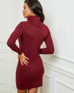 Robe pull en Cachemire mélangé Stéphanie bordeaux-L'Armoire de Suzette Online