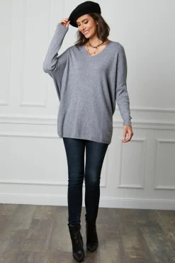 Femme Fleur de cachemire Robes^Robe Pull Laurence Grise