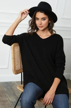Femme Fleur de cachemire Robes^Robe Pull Laurence Noire