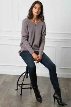 Robe Pull Laurence Taupe-Fleur de cachemire Discount