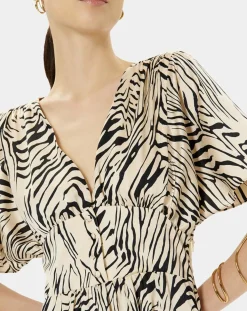 Femme Zapa Robes^Robe Rafi imprimée zèbre noir/beige