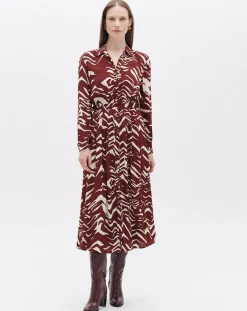 Femme Caroll Robes^Robe Rlilie imprimée bordeaux