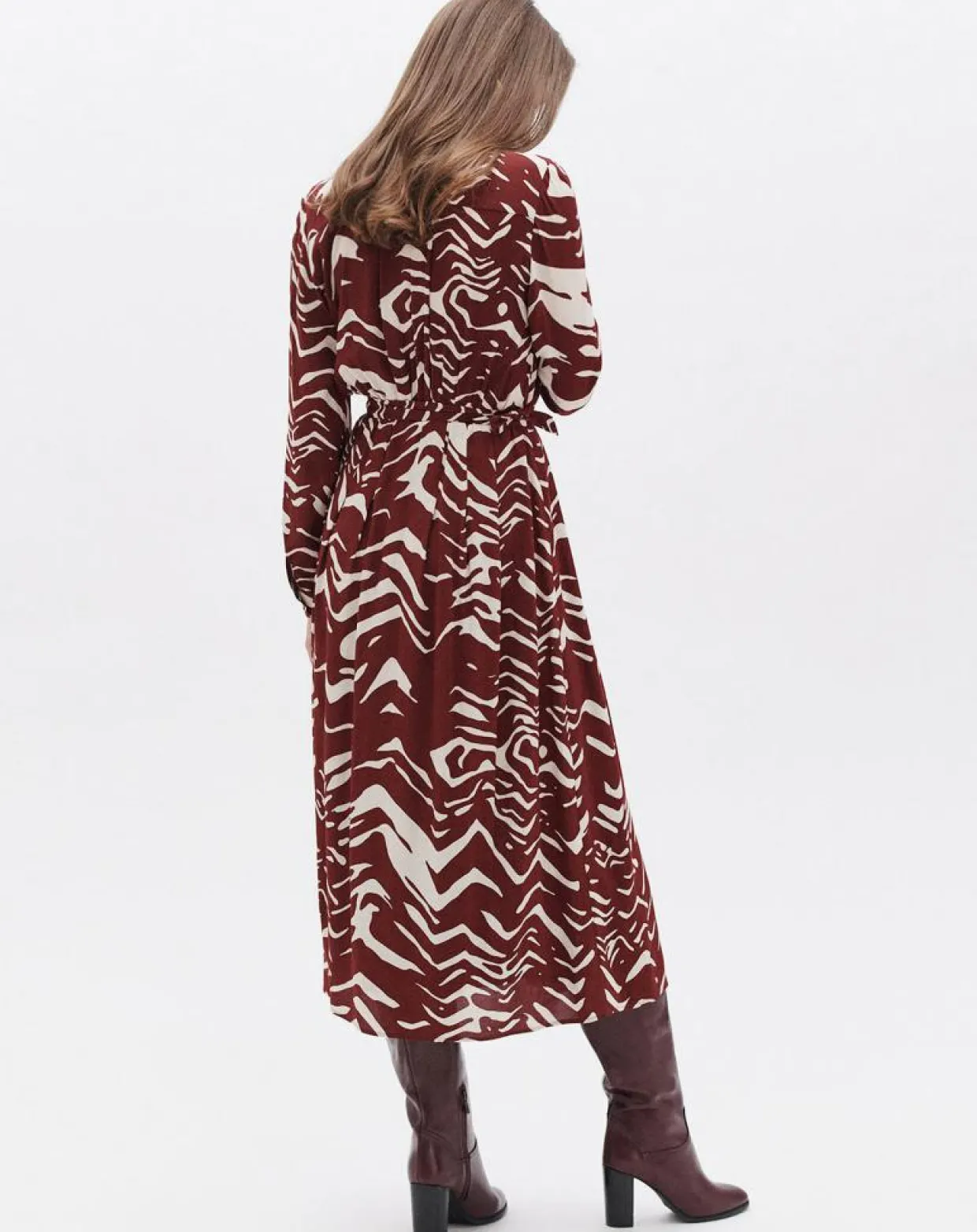 Femme Caroll Robes^Robe Rlilie imprimée bordeaux