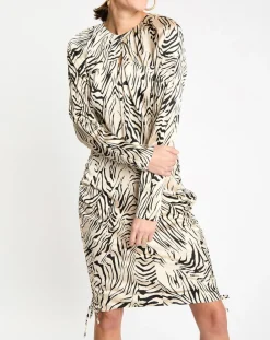 Femme Zapa Robes^Robe Robert imprimée zèbre noir/beige