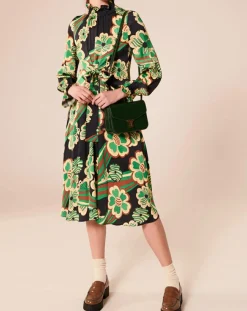 Femme Tara Jarmon Robes^Robe Ronnie vert motif