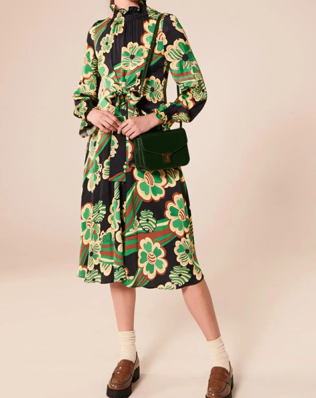 Femme Tara Jarmon Robes^Robe Ronnie vert motif