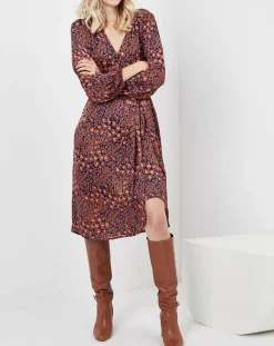 Robe Rose imprimée brique/bleu marine-See u Soon Clearance