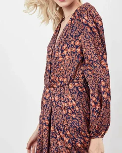 Robe Rose imprimée brique/bleu marine-See u Soon Clearance