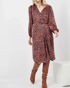 Robe Rose imprimée brique/bleu marine-See u Soon Clearance