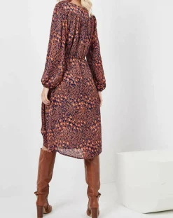 Robe Rose imprimée brique/bleu marine-See u Soon Clearance