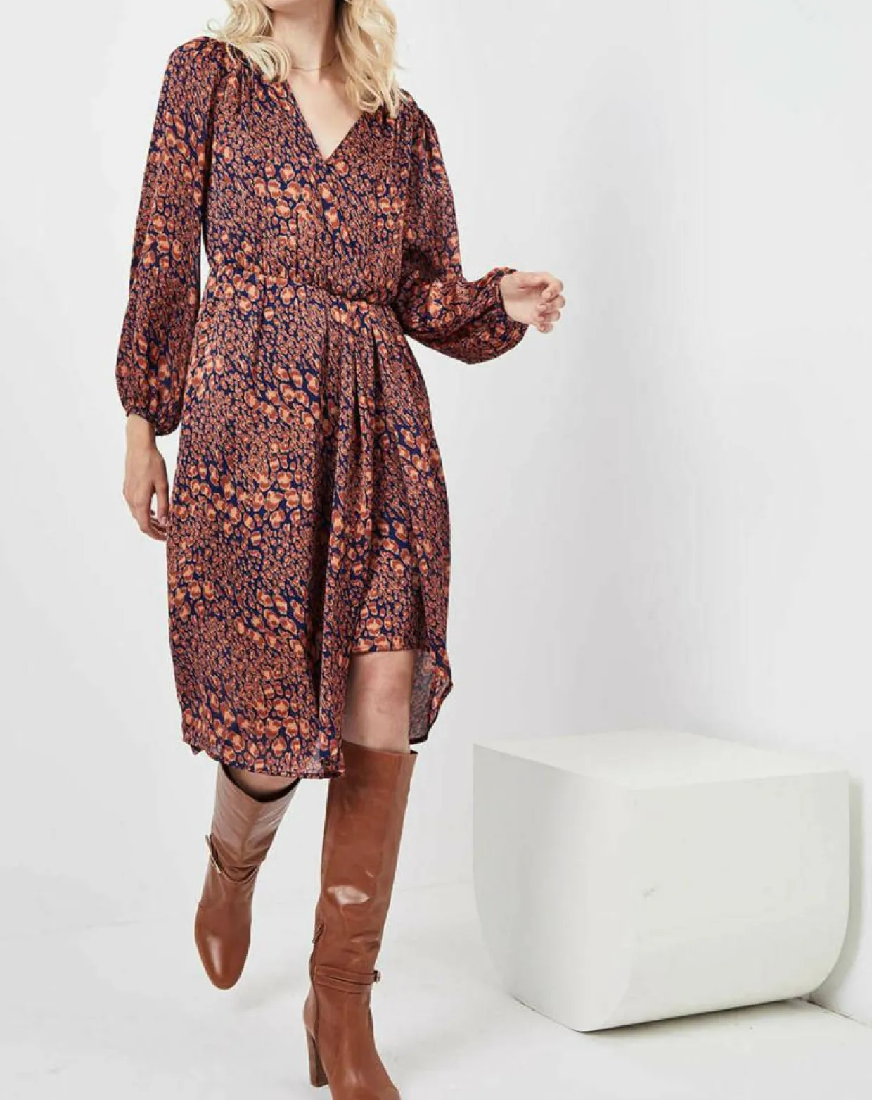 Robe Rose imprimée brique/bleu marine-See u Soon Clearance