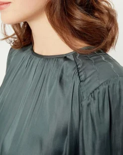 Femme See u Soon Robes^Robe satinée Giulia verte
