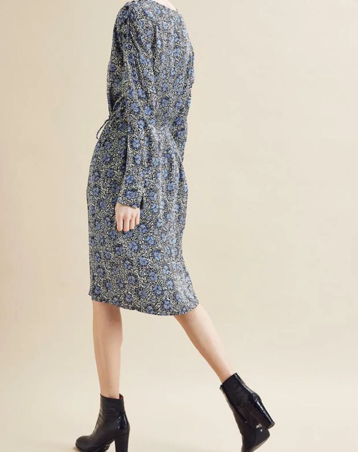 Femme Chloé Stora Robes^Robe satinée Naima imprimée bleu/noir/écru