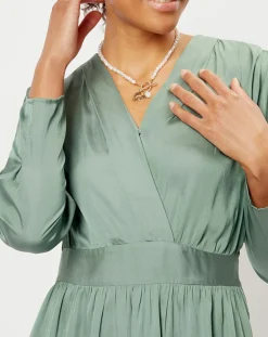 Femme See u Soon Robes^Robe satinée Naomie verte