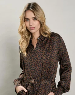 Robe satinée Revelation léopard brune-Hartford Discount