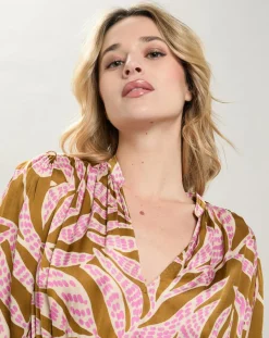 Femme Hartford Robes^Robe satinée Rissa tabac/rose