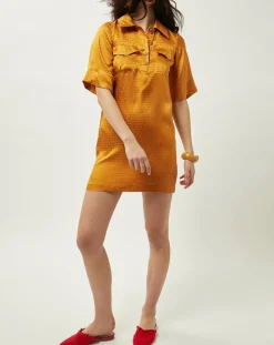 Robe Summer Monogramme satinée moutarde-Manoush Outlet