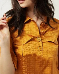 Robe Summer Monogramme satinée moutarde-Manoush Outlet