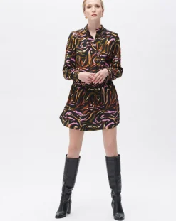 Femme Caroll Robes^Robe Sybil imprimée cognac