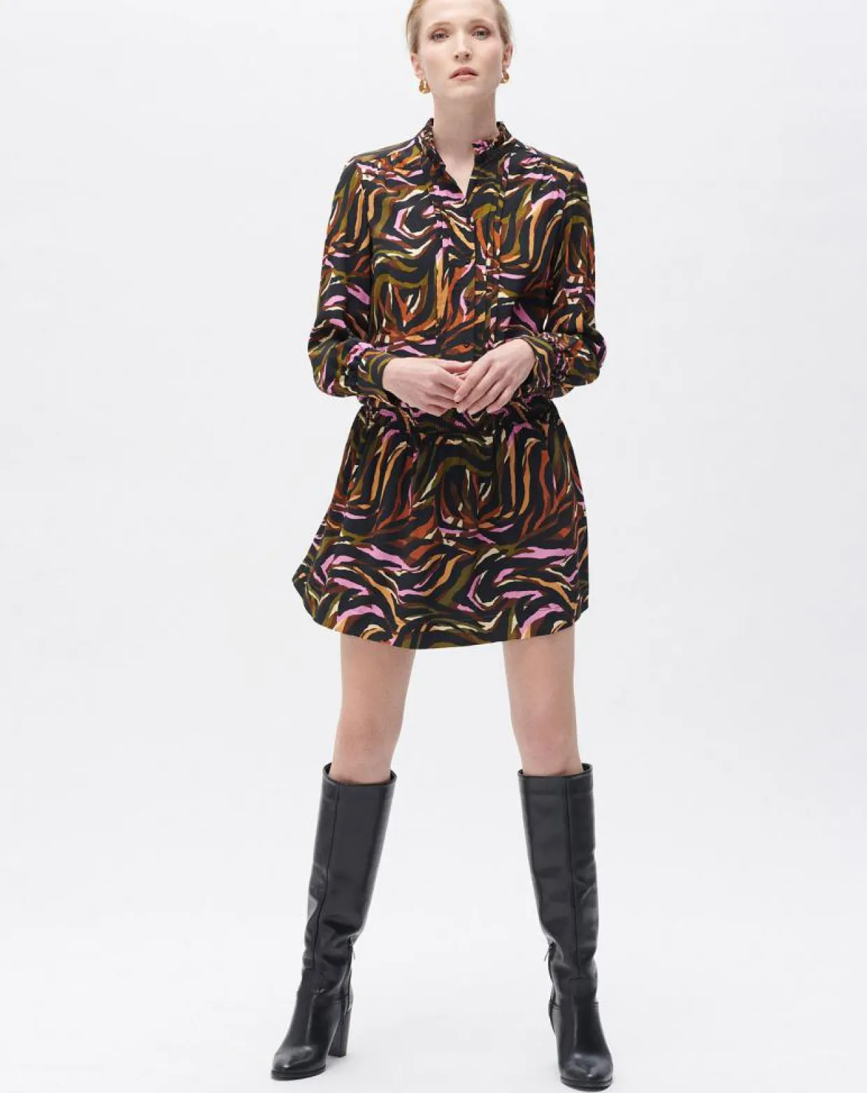Femme Caroll Robes^Robe Sybil imprimée cognac