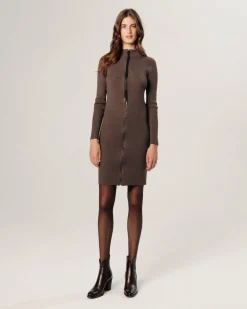 Robe Thalia fermeture éclair marron havane-Rodier Discount