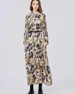 Femme See u Soon Robes^Robe toucher doux Maya imprimée vert/ocre/beige