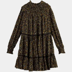 Robe évasée col smockée imprimé floral multicolore-Scotch & Soda New