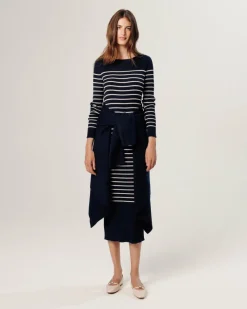 Robe Xénia rayée bleu nuit-Rodier Discount