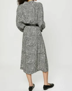 Robe-chemise à ceinture et imprimé cachemire blanc/gris-Esprit New