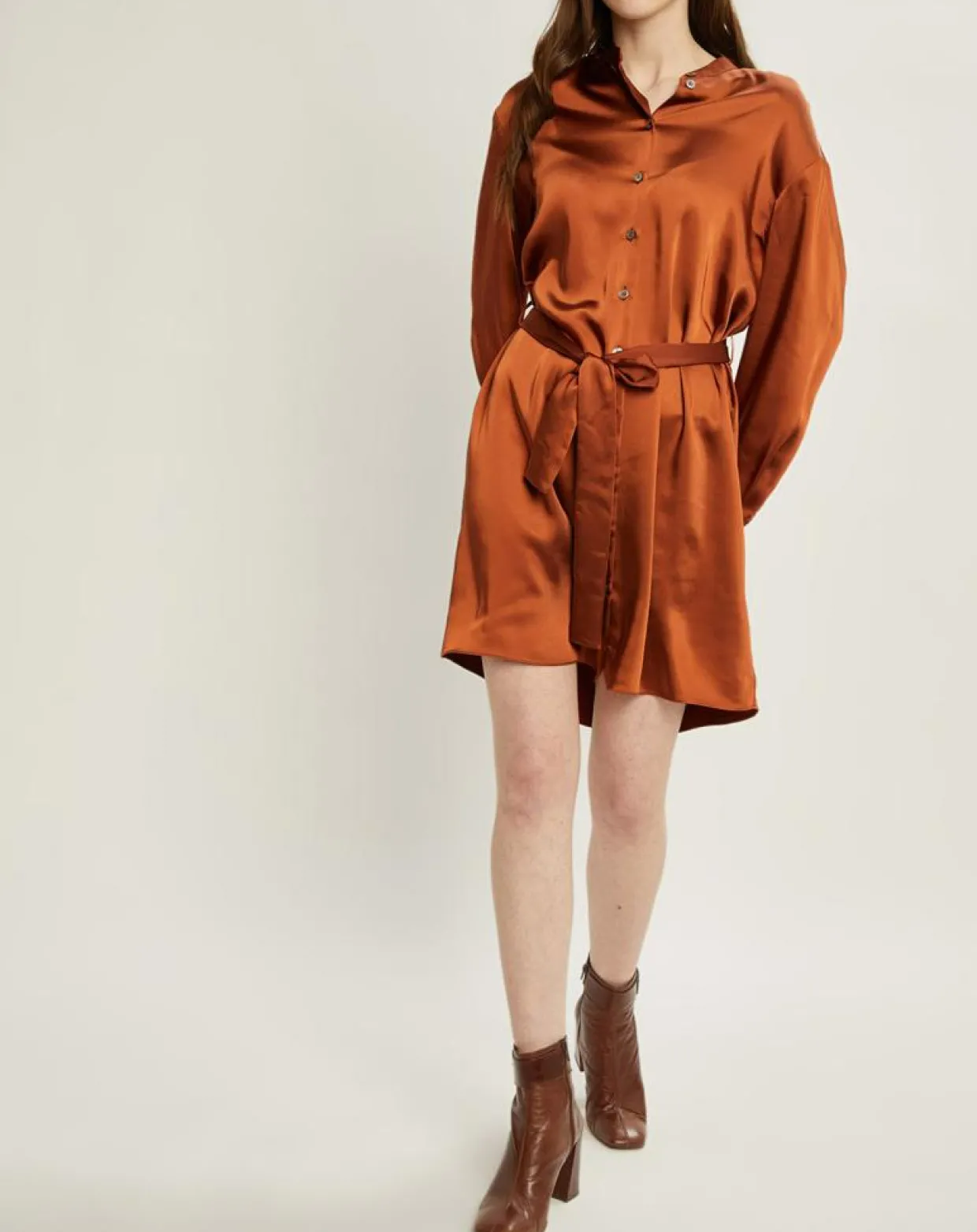 Femme Cyrillus Robes^Robe-chemise en Satin rouille