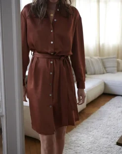 Femme Cyrillus Robes^Robe-chemise en Satin rouille