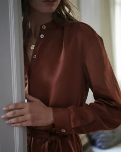 Femme Cyrillus Robes^Robe-chemise en Satin rouille