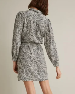 Femme Cyrillus Robes^Robe-chemise imprimée Graphic Leaves bleue