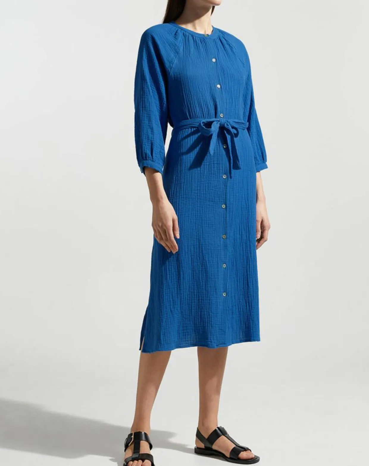 Femme Garance Paris Robes^Robe-chemise midi Lao bleu vif