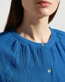Femme Garance Paris Robes^Robe-chemise midi Lao bleu vif