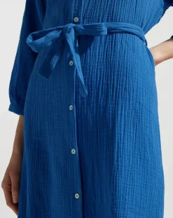 Femme Garance Paris Robes^Robe-chemise midi Lao bleu vif