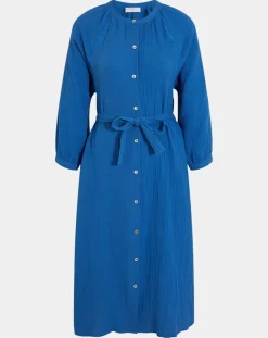 Femme Garance Paris Robes^Robe-chemise midi Lao bleu vif