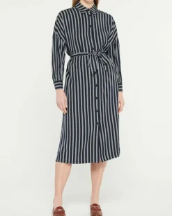 Femme Jodhpur Robes^Robe-Chemise Pimi à rayures bleu marine