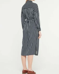 Femme Jodhpur Robes^Robe-Chemise Pimi à rayures bleu marine