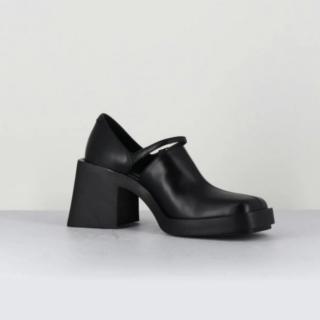 Femme Justine Clenquet Sandales À Talons^Sabots en Cuir Kim noirs - Talon 8 cm