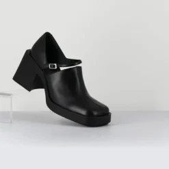 Femme Justine Clenquet Sandales À Talons^Sabots en Cuir Kim noirs - Talon 8 cm