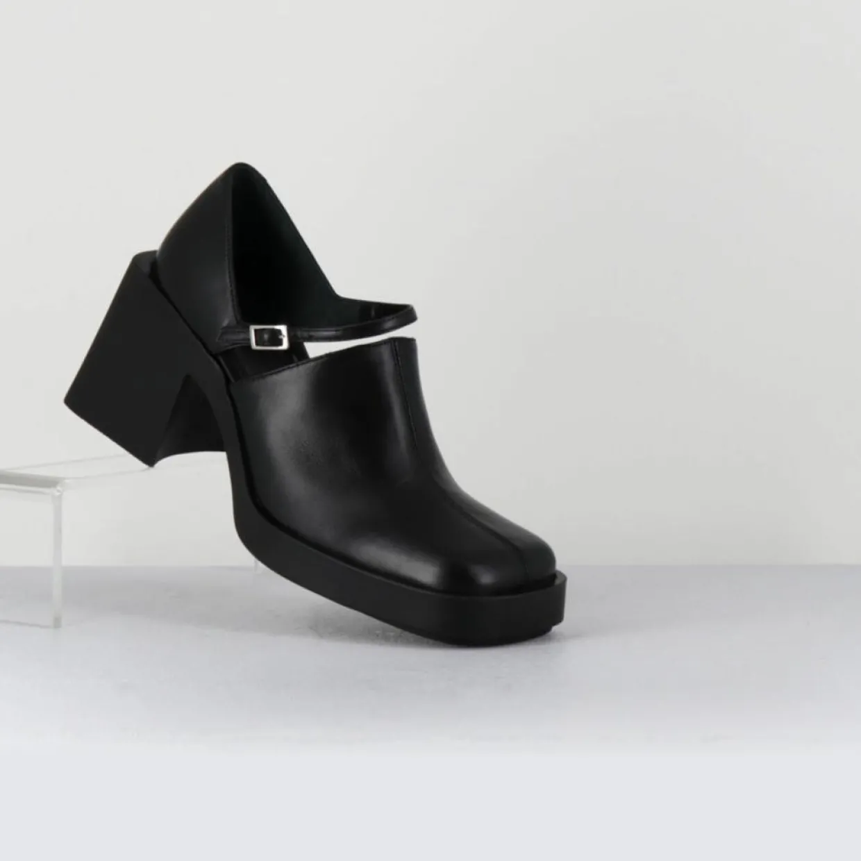 Femme Justine Clenquet Sandales À Talons^Sabots en Cuir Kim noirs - Talon 8 cm