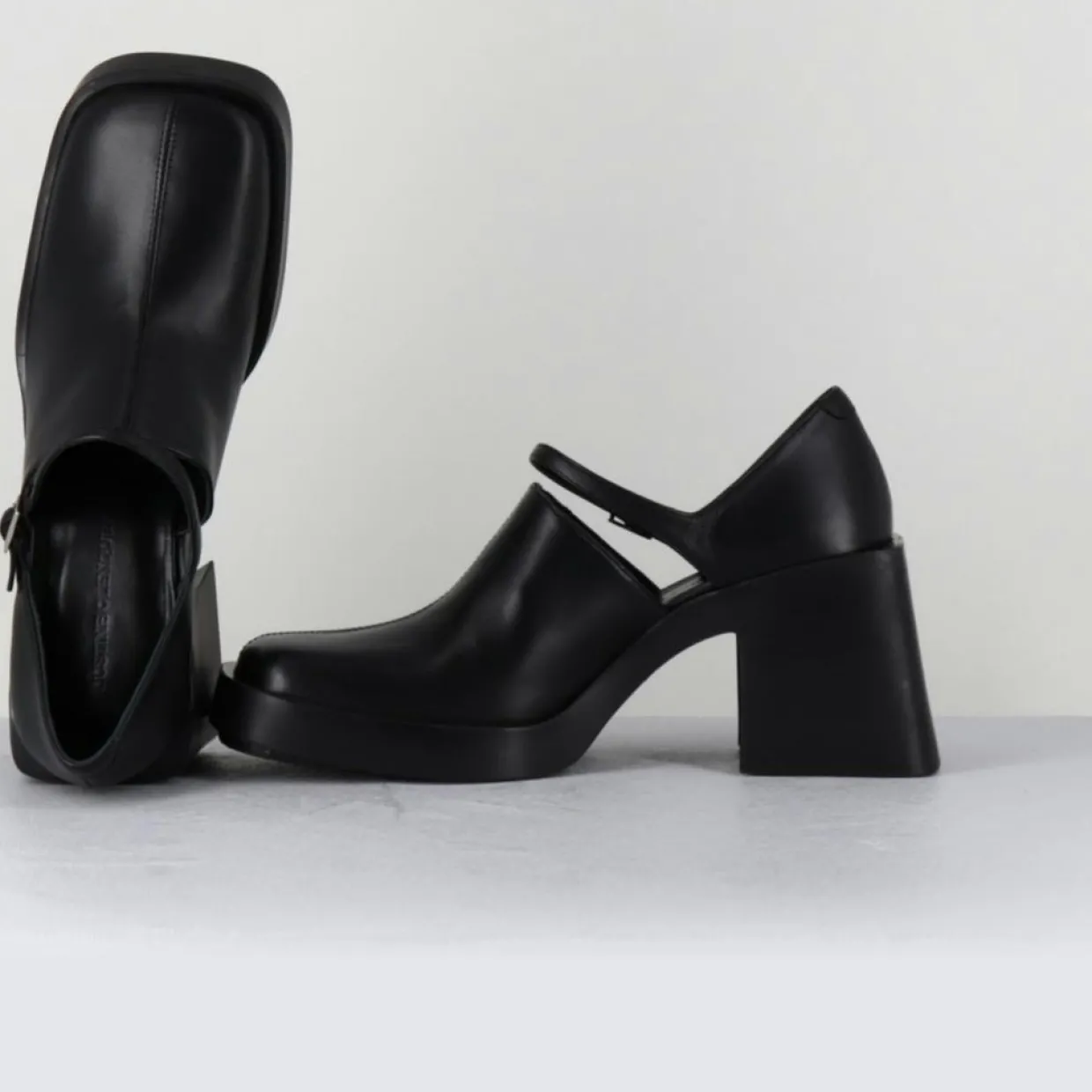 Femme Justine Clenquet Sandales À Talons^Sabots en Cuir Kim noirs - Talon 8 cm
