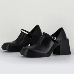 Femme Justine Clenquet Sandales À Talons^Sabots en Cuir Kim noirs - Talon 8 cm